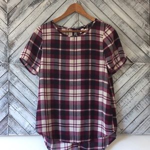Plaid blouse tee